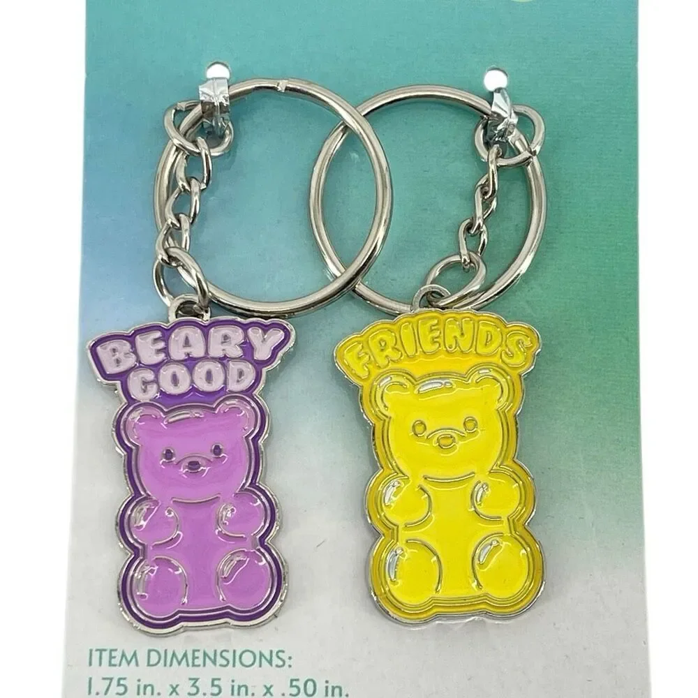 Friendship Gummy Bear Keychain Set BFF Keyring Duo Beary Good Friends Gift New